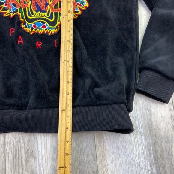 Kenzo Paris Sweater Womens Medium Black Pullover Embroidered Tiger Soft Velour - Picture 5 of 9